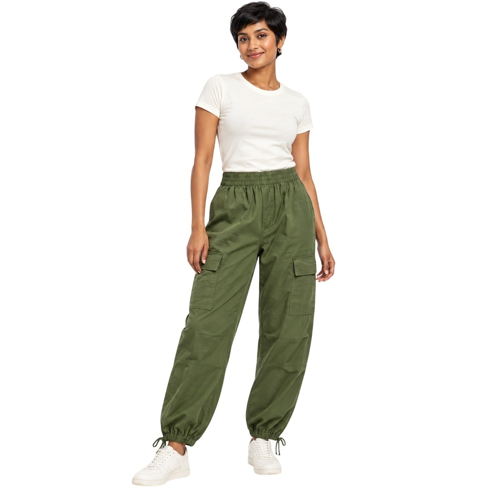 Urban Outfitters Olive Green Cargo Pants Elastic Waist Joggers SMALL